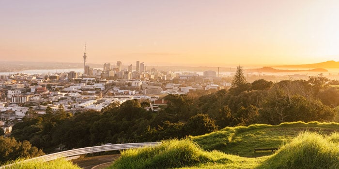 Aerial view from Maungawhau Mount Eden character home residential district in Auckland